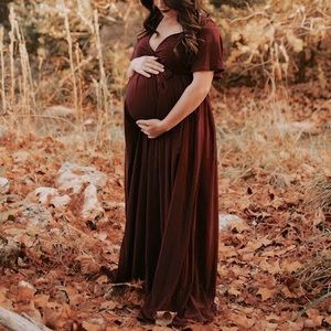 Brooklyn Mulberry Chiffon Maxi Dress - Small